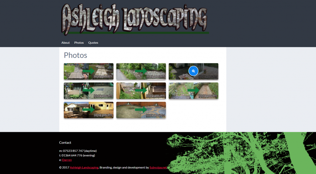 screenshot of Ashleigh landscaping
